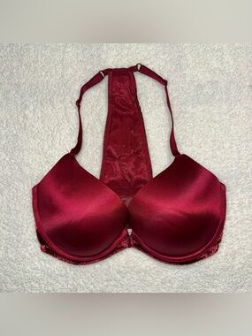 Victoria's Secret Satin Racerback Push-Up Bra in Wine Red